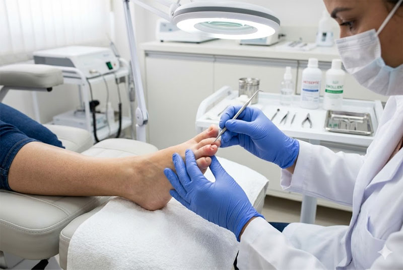 Procedimento para unha encravada na Josy Podologia.